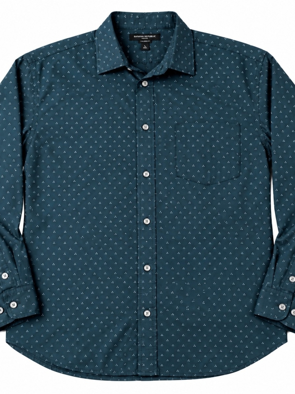 Medium.Banana Republic Black Button-Down Shirt with Micro Anchor Print